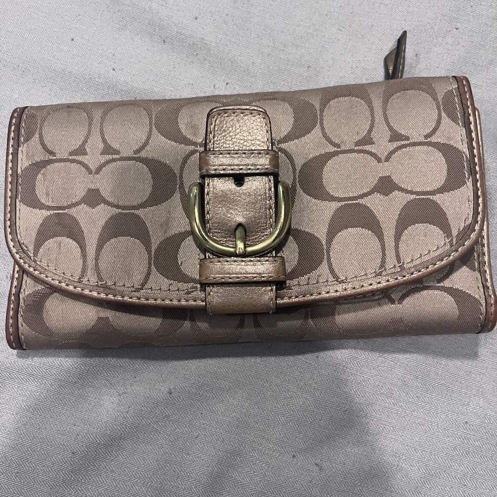 Coach Brown Signature Wallet with Monogram Pattern